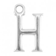 DQ metalen letter bedel H Antiek zilver